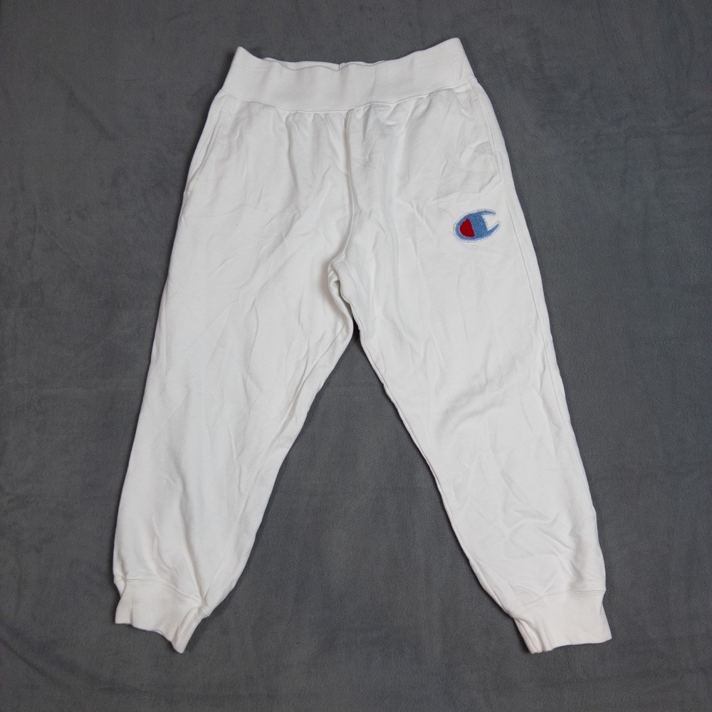 Champion Reverse Weave Joggers Mens Large White Chenille Logo Pants